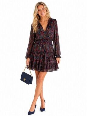 Apricot Floral Ruffle Mini Dress Size 8 | Boho Cottagecore